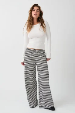 Gina Tricot triped oft trouer Hvit Clearance