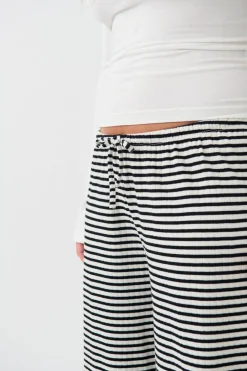 Gina Tricot triped oft trouer Hvit Clearance