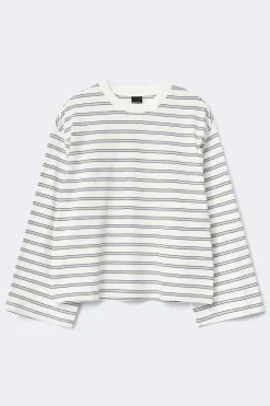 Gina Tricot tripe ong eeve tee Blå