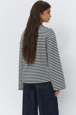 Gina Tricot tripe ong eeve tee Blå Clearance