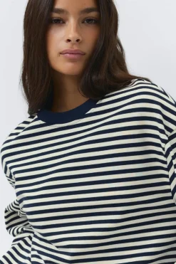Gina Tricot tripe ong eeve tee Blå Clearance