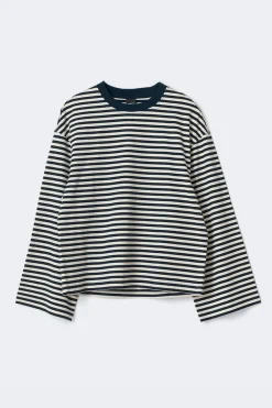 Gina Tricot tripe ong eeve tee Blå Clearance