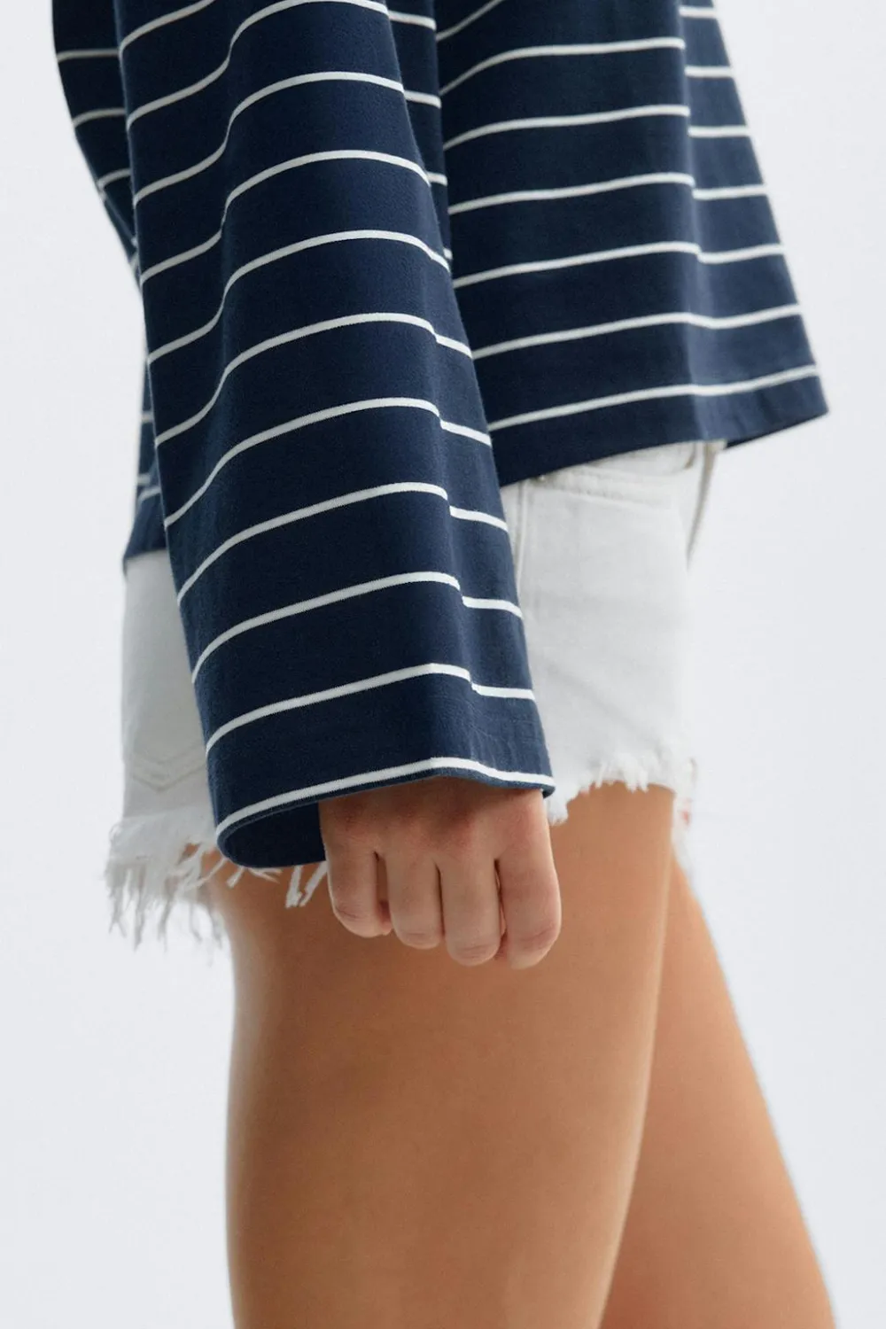 Gina Tricot tripe ong eeve tee Blå Hot