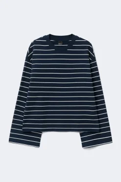 Gina Tricot tripe ong eeve tee Blå Hot