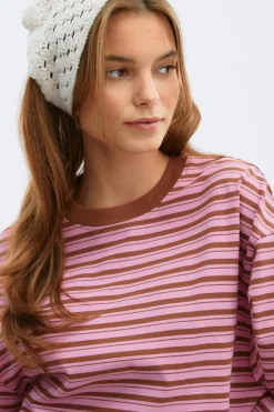 Gina Tricot tripe ong eeve tee Rosa Sale