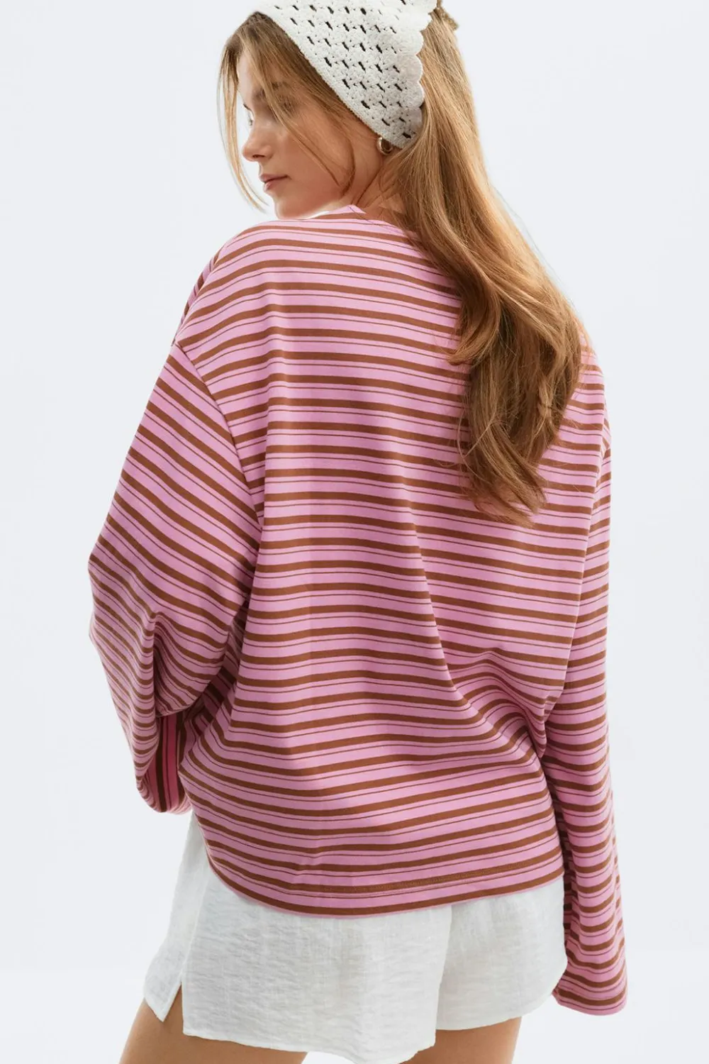 Gina Tricot tripe ong eeve tee Rosa Sale