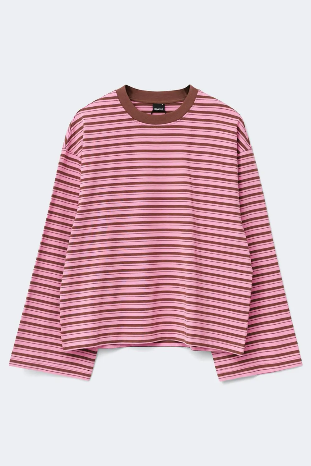 Gina Tricot tripe ong eeve tee Rosa Sale