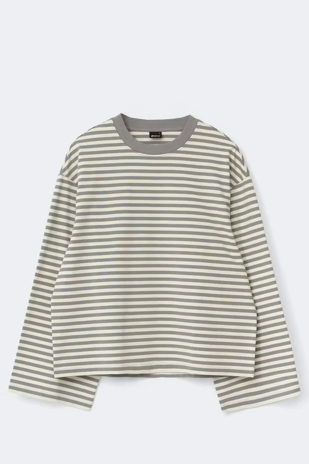 Gina Tricot tripe ong eeve tee Grå Sale