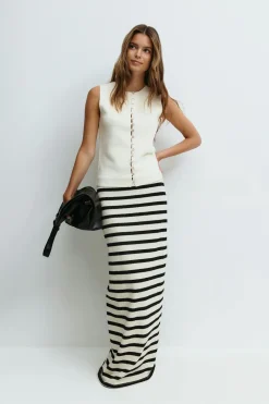 Gina Tricot tripe axi kirt Svart Outlet