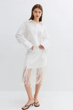 Gina Tricot Structured skirt Hvit New