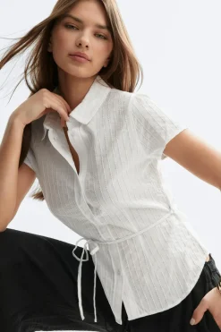 Gina Tricot Structure shirt Hvit Sale