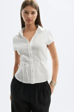 Gina Tricot Structure shirt Hvit Sale