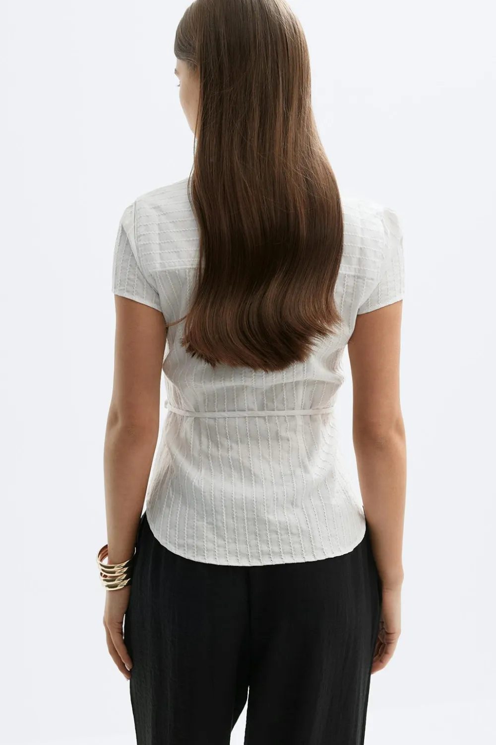 Gina Tricot Structure shirt Hvit Sale