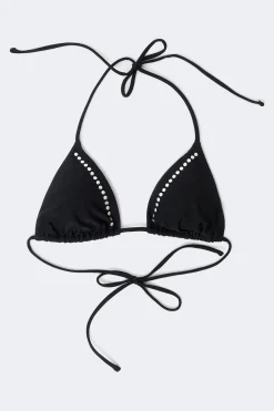 Gina Tricot tudded triange bikini top Svart Outlet