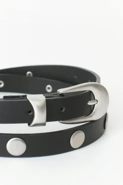 Gina Tricot Stud detail belt Svart Clearance