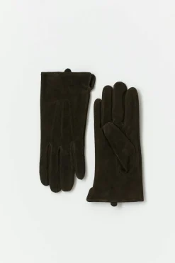 Gina Tricot Suede leather gloves Brun Outlet