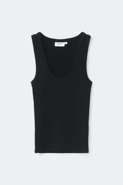Gina Tricot uper tretch coop neck tank Svart Discount