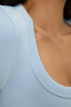 Gina Tricot uper tretch coop neck top Blå Online