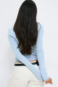 Gina Tricot uper tretch coop neck top Blå Online