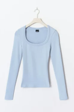 Gina Tricot uper tretch coop neck top Blå Online