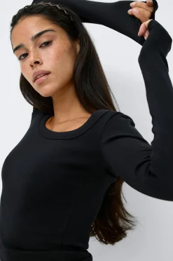 Gina Tricot uper tretch coop neck top Svart