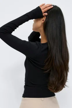 Gina Tricot uper tretch coop neck top Svart