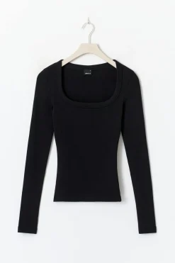 Gina Tricot uper tretch coop neck top Svart