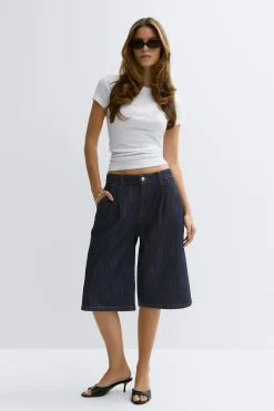 Gina Tricot Tailored long denim shorts Blå New