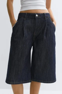 Gina Tricot Tailored long denim shorts Blå New