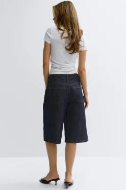 Gina Tricot Tailored long denim shorts Blå New