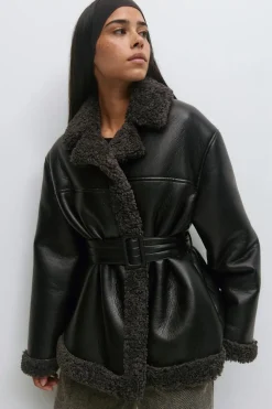 Gina Tricot Teddy pu beted jacket Svart Best