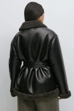 Gina Tricot Teddy pu beted jacket Svart Best
