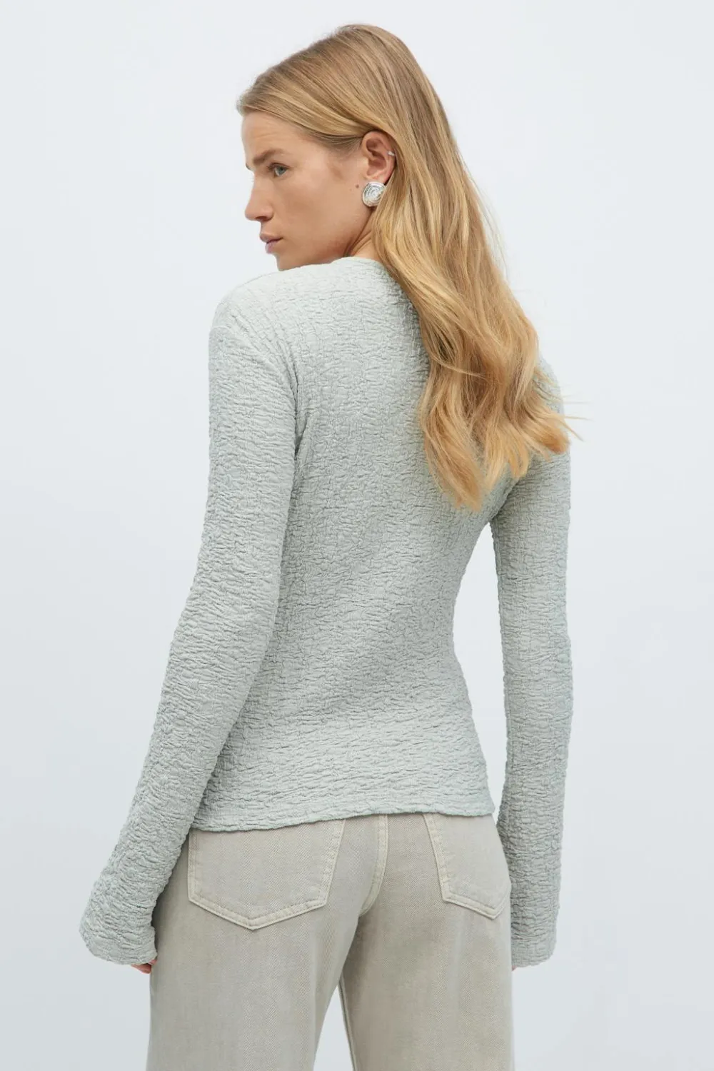 Gina Tricot Textured buttoned top Grå New
