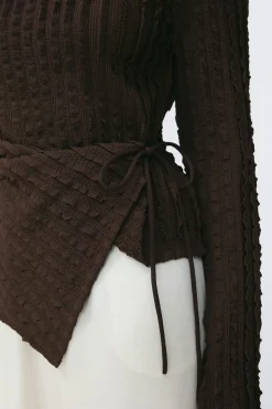 Gina Tricot Textured tie detai top Brun Hot