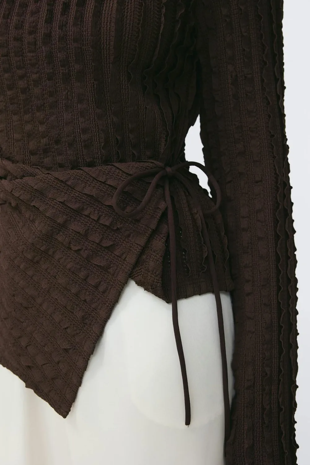 Gina Tricot Textured tie detai top Brun Hot