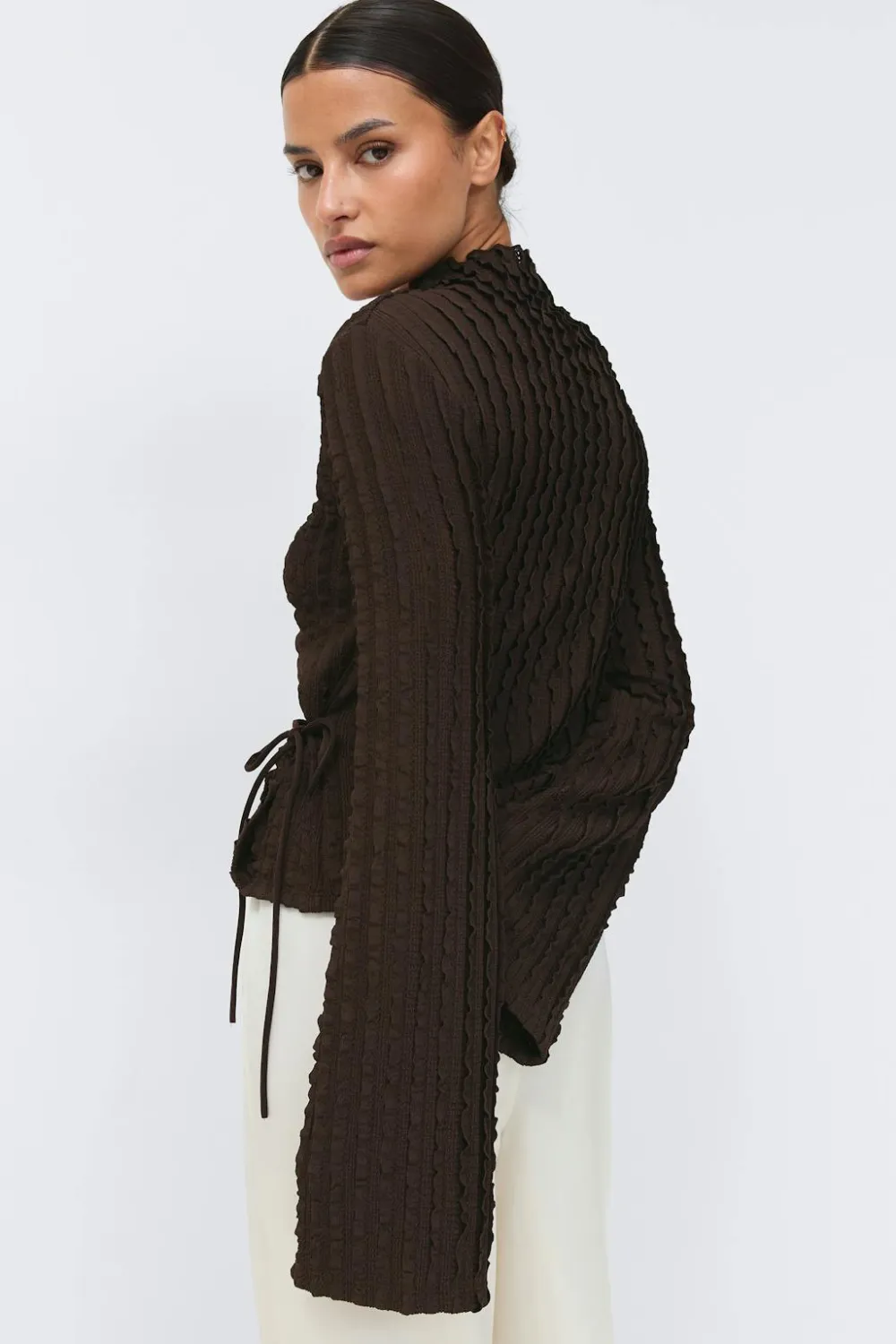 Gina Tricot Textured tie detai top Brun Hot