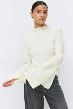 Gina Tricot Textured tie detai top Hvit Outlet