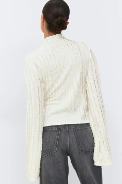 Gina Tricot Textured tie detai top Hvit Outlet