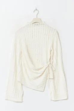 Gina Tricot Textured tie detai top Hvit Outlet