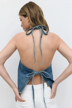 Gina Tricot Tie back deni vet Blå Clearance