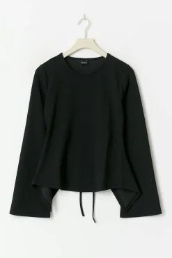 Gina Tricot Tie back ong eeve top Svart Outlet