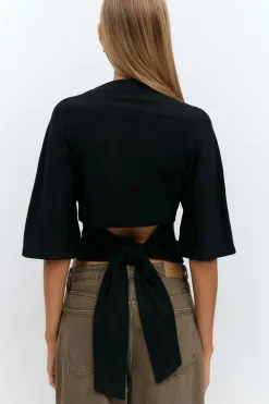 Gina Tricot Tie back tee Svart Hot