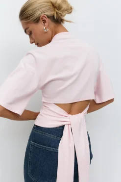 Gina Tricot Tie back tee Rosa Online