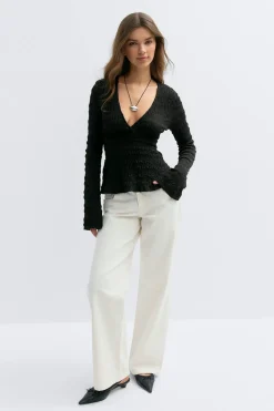 Gina Tricot Tie back top Svart Clearance