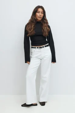Gina Tricot Tie back wide eeve top Svart Hot