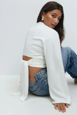 Gina Tricot Tie back wide eeve top Hvit