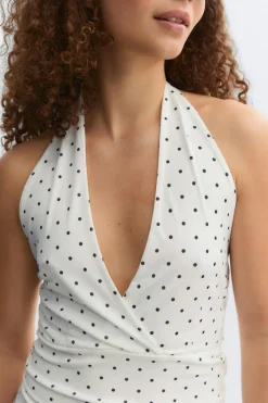Gina Tricot Tie detai haterneck top Hvit Outlet