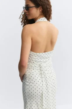 Gina Tricot Tie detai haterneck top Hvit Outlet