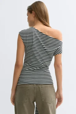 Gina Tricot Tie detai tripe top Svart New