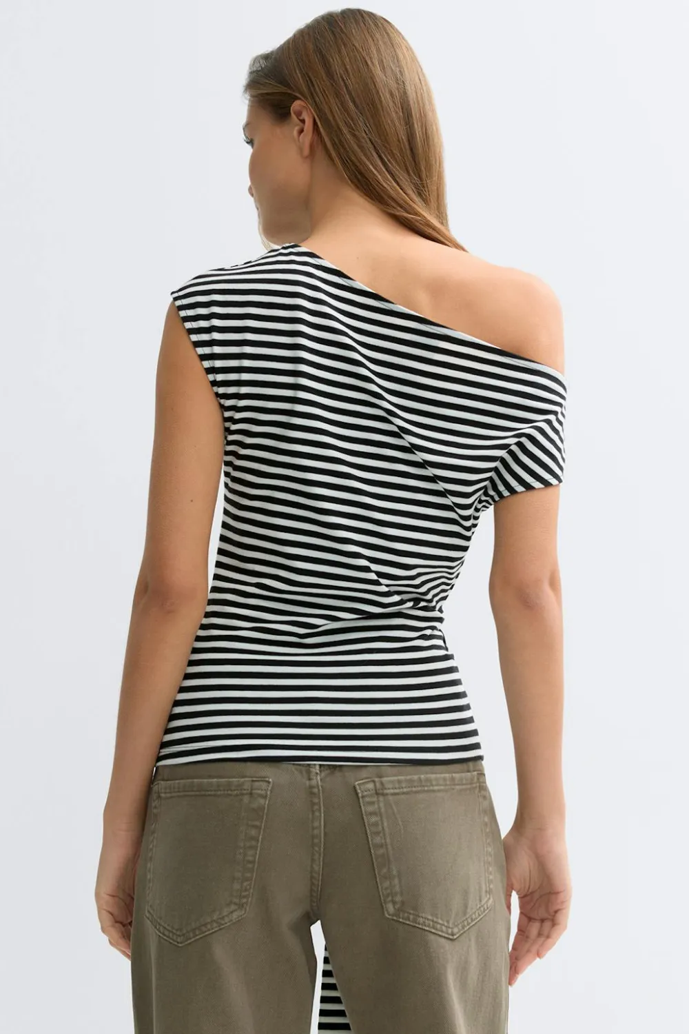Gina Tricot Tie detai tripe top Svart New